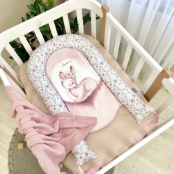 Culcuș de somn sigur - Baby Nest Co-Sleeping Bambi roz